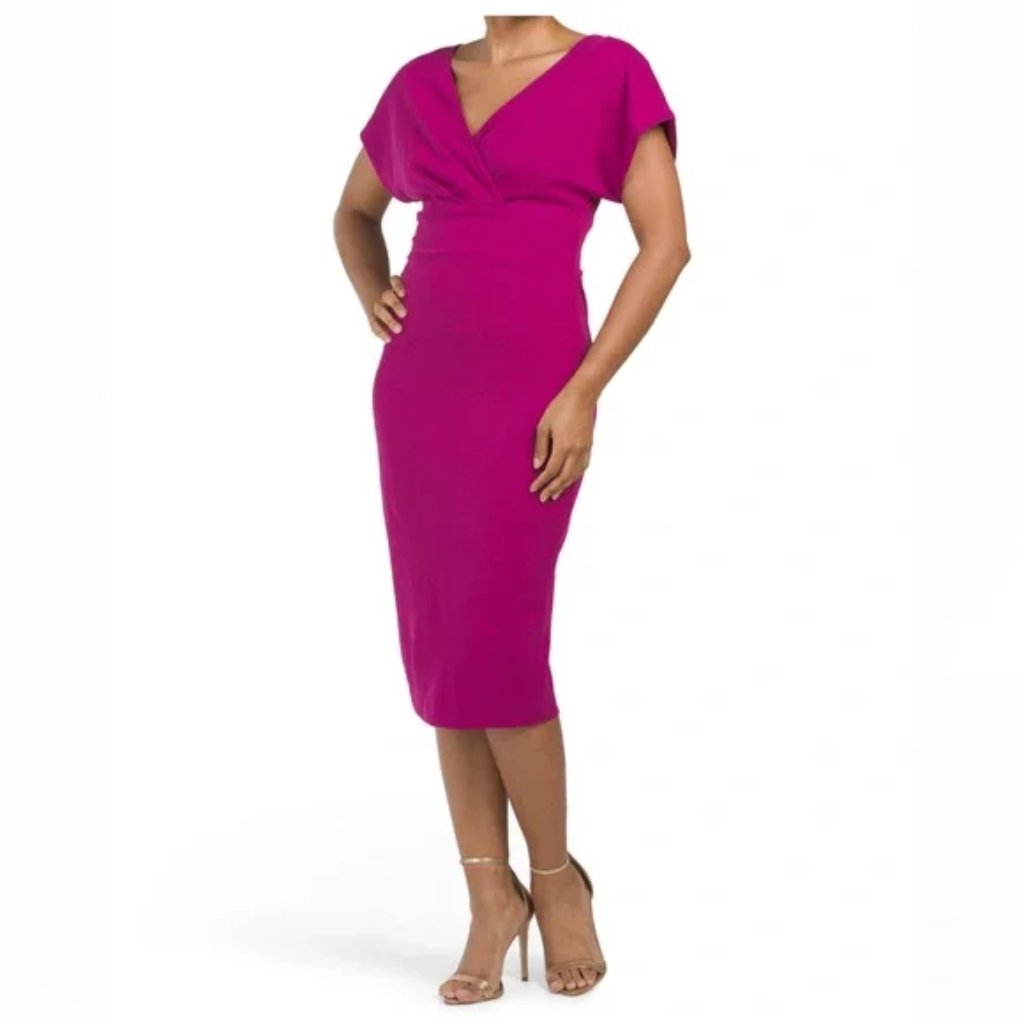 Alexia Admor Magenta Midi Cocktail Dress Xl Nwt | Elegant Formal Event Party Wed